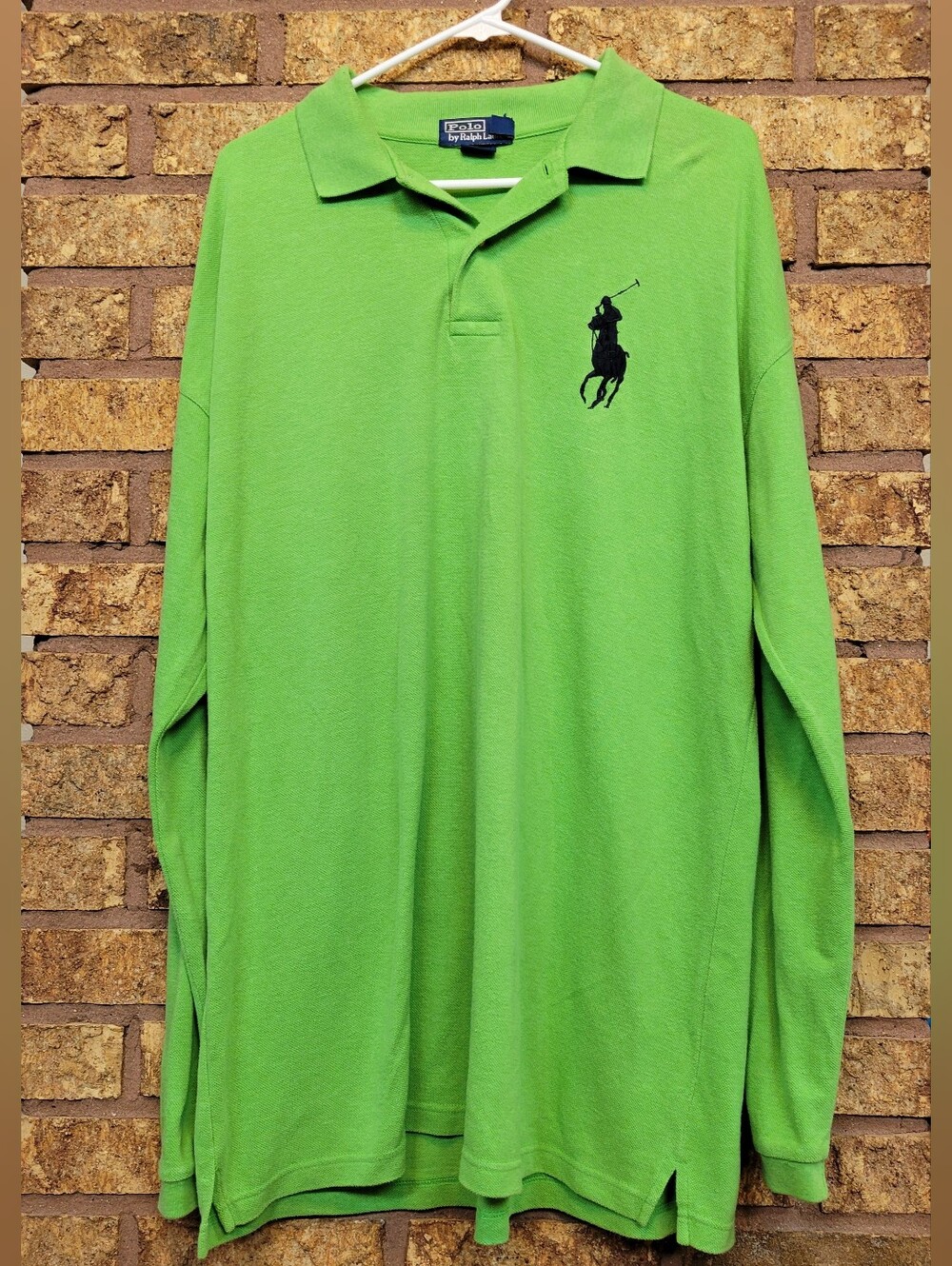 Polo by Ralph Lauren Long-Sleeve Polo Shirt Green Cotton Casual Size XXXXL 4X